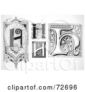 Royalty Free RF Clipart Illustration Of A Digital Collage Of Black And White Letters H Version 2