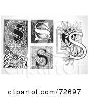 Poster, Art Print Of Digital Collage Of Black And White Letters S - Version 2