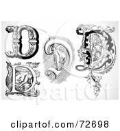 Royalty Free RF Clipart Illustration Of A Digital Collage Of Black And White Letters D Version 1