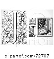 Poster, Art Print Of Digital Collage Of Black And White Letters J - Version 3