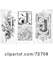 Poster, Art Print Of Digital Collage Of Black And White Letters J - Version 2