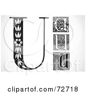 Royalty Free RF Clipart Illustration Of A Digital Collage Of Black And White Letters U Version 1