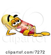 Medicine Pill Capsule Mascot Cartoon Character Resting His Head On His Hand