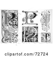 Poster, Art Print Of Digital Collage Of Black And White Letters P - Version 3