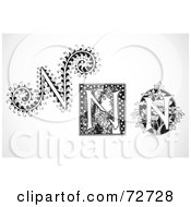 Royalty Free RF Clipart Illustration Of A Digital Collage Of Black And White Letters N Version 2