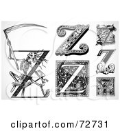 Poster, Art Print Of Digital Collage Of Black And White Letters Z - Version 3