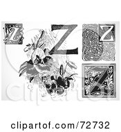 Poster, Art Print Of Digital Collage Of Black And White Letters Z - Version 2