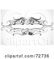 Royalty Free RF Clipart Illustration Of A Black And White Intricate Wooden Banner by BestVector