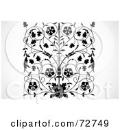 Poster, Art Print Of Black And White Ornate Floral Vine Design