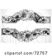 Royalty Free RF Clipart Illustration Of A Black And White Blank Daisy Text Box