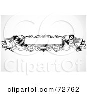 Poster, Art Print Of Blank Banner With Cherubs And Vines