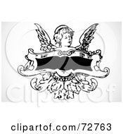 Royalty Free RF Clipart Illustration Of A Little Angel Behind A Blank Banner by BestVector