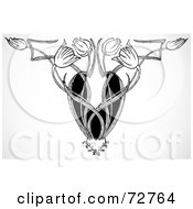 Royalty Free RF Clipart Illustration Of A Black And White Decor Tulip Ornamental Design