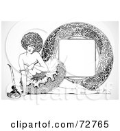 Royalty Free RF Clipart Illustration Of A Black And White Burlesque Woman With A Frame
