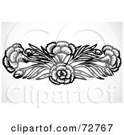 Royalty Free RF Clipart Illustration Of A Black And White Carnation Border Design Element