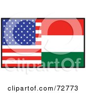 Royalty Free RF Clipart Illustration Of A Half American Half Hungary Flag