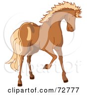 Poster, Art Print Of Brown Horse With A Blond Mane