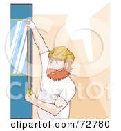 Royalty Free RF Clipart Illustration Of A Construction Worker Measuring A Wall