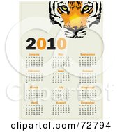 Poster, Art Print Of Black And Orange Tiger 2010 Year Calendar Showing All Months