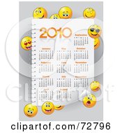 Royalty Free RF Clipart Illustration Of A Year 2010 Emoticon Calendar Showing All Months by Eugene