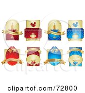 Poster, Art Print Of Digital Collage Of Gold Red And Blue Christmas Greeting Labels With Sample Text