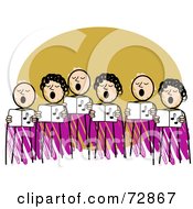 Group Of Church Choir Singers In Purple Robes