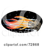 Poster, Art Print Of Flaming Asteroid Flying Through A Black Sky