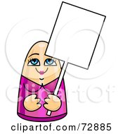 Royalty Free RF Clipart Illustration Of A Female Doll Holding A Blank White Sign