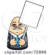 Royalty Free RF Clipart Illustration Of A Male Doll Holding A Blank White Sign