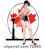 Poster, Art Print Of Sexy Pinup Woman Standing In Front Of A Canada Flag