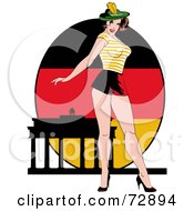Poster, Art Print Of Sexy Pinup Woman Standing In Front Of A German Flag