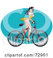 Poster, Art Print Of Sexy Pinup Bicycling Woman In A Dress