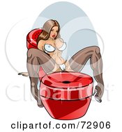 Poster, Art Print Of Sexy Pinup Woman Leaning On A Giant Red Phone