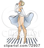 Royalty Free RF Clipart Illustration Of A Sexy Blond Pinup Woman Standing Over An Air Vent The Wind Blowing Up Her Dress