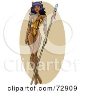 Royalty Free RF Clipart Illustration Of A Gorgeous Sexy Amazon Pinup Woman Holding A Spear