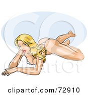 Poster, Art Print Of Sexy Relaxed Blond Pinup Woman In Her Undergarments