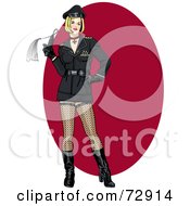 Poster, Art Print Of Sexy Dutch Woman Holding A Whip Over A Red Oval