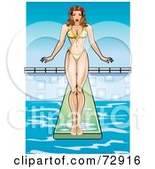 Sexy Pinup Woman Standing At The Edge Of A Diving Board