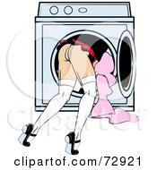 Poster, Art Print Of Woman Bending Over And Leaning Inside A Dryer