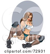Royalty Free RF Clipart Illustration Of A Sexy Bruised Roller Skating Pinup Woman