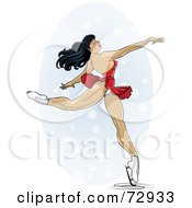 Royalty Free RF Clipart Illustration Of A Sexy Black Haired Figure Skating Pinup Woman