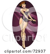 Royalty Free RF Clipart Illustration Of A Sexy Dancing Pinup Woman In A Purple Gown Her Panties Showing