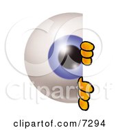 Clipart Picture Of An Eyeball Mascot Cartoon Character Peeking Around A Corner