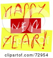 Royalty Free RF Clipart Illustration Of A Red And Yellow Happy New Year Greeting by MacX