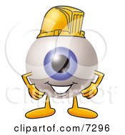 Clipart Picture Of An Eyeball Mascot Cartoon Character Wearing A Helmet