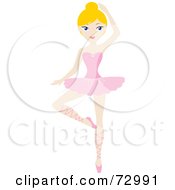 Slender Blond Ballerina Twirling In A Pink Tutu