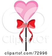 Pink Heart On A Stick With A Bow
