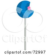 Royalty Free RF Clipart Illustration Of A Blue Sucker With A Bite Missing by Rosie Piter