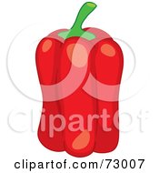Royalty Free RF Clipart Illustration Of A Tall Slender And Shiny Red Bell Pepper by Rosie Piter