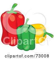 Poster, Art Print Of Trio Of Red Green And Yellow Bell Peppers